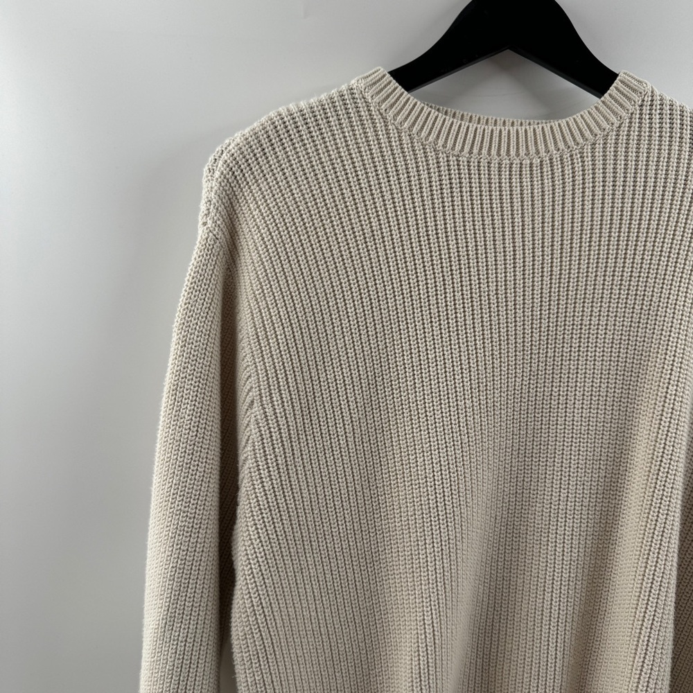 John Galt Oversized Beige Sweater One Size Cozy Neutral Pullover - Picture 2 of 8